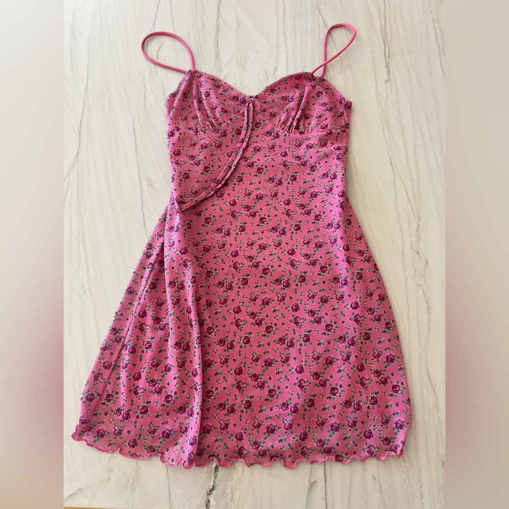 UO Elodie Mesh Floral Mini Dress | Size XS